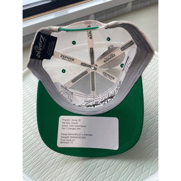 Zephyr K State Wildcats Baseball Cap OS Mesh Snapback Green White College NEW - Picture 7 of 7